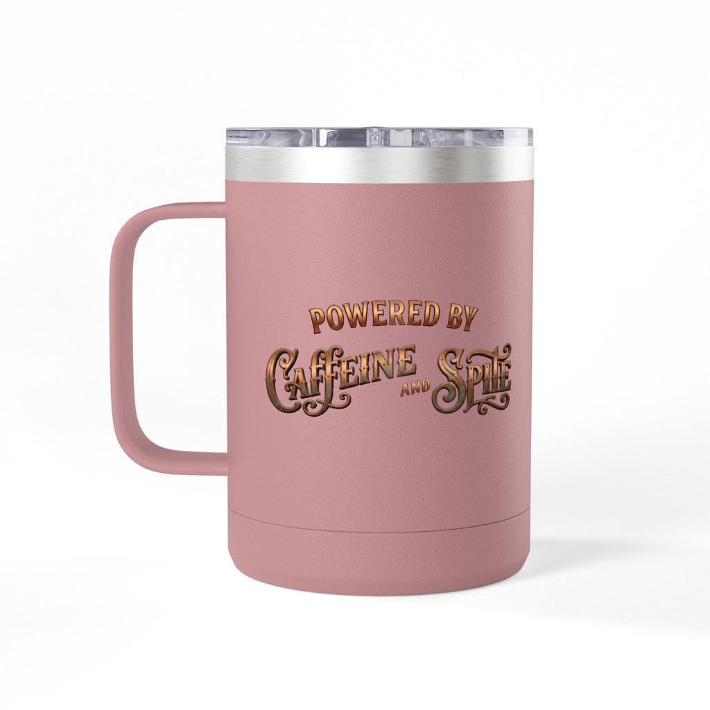 Coffee Tumbler Mug – "Fueled by Caffeine & Chaos" Insulated 15oz Travel Mug