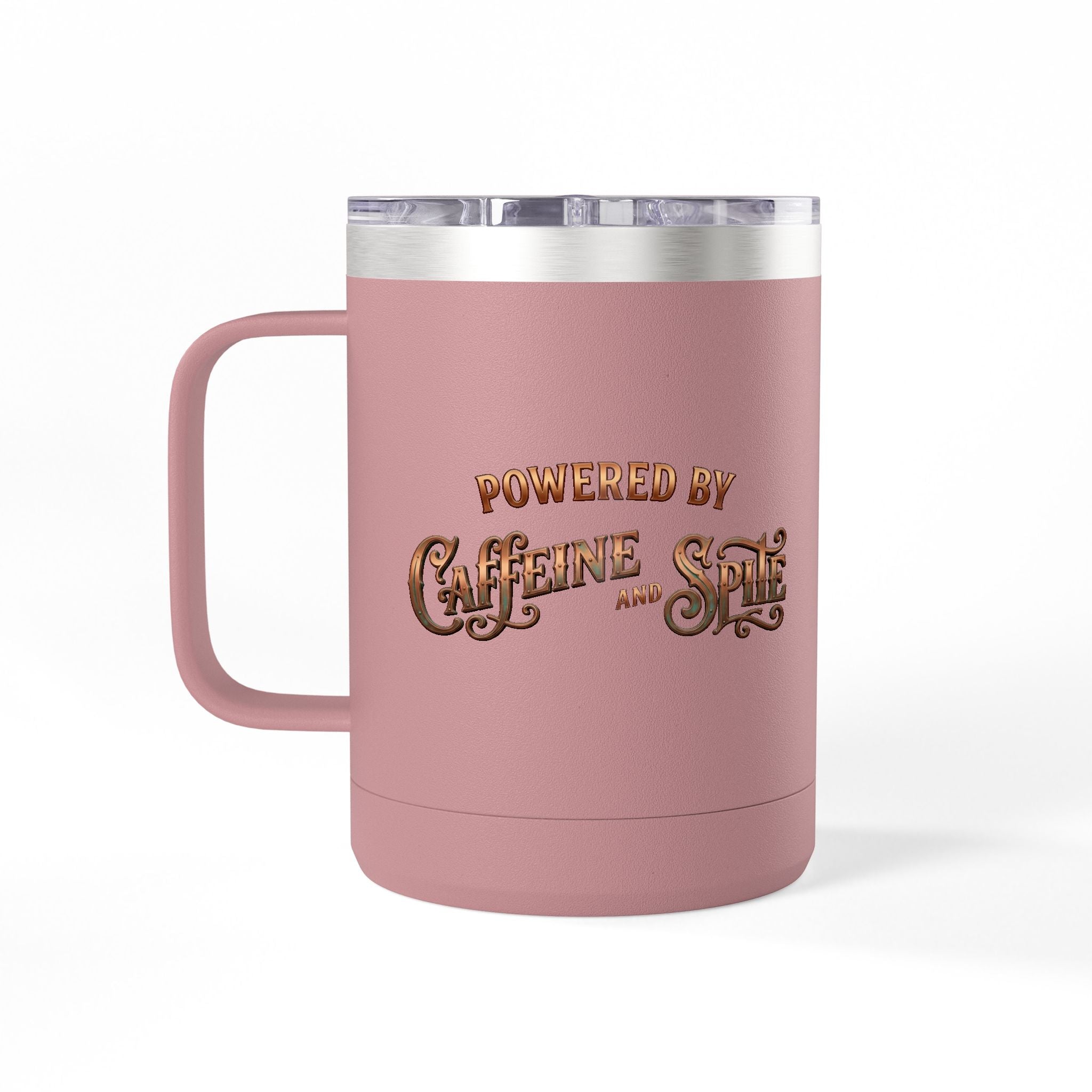 Coffee Tumbler Mug – "Fueled by Caffeine & Chaos" Insulated 15oz Travel Mug