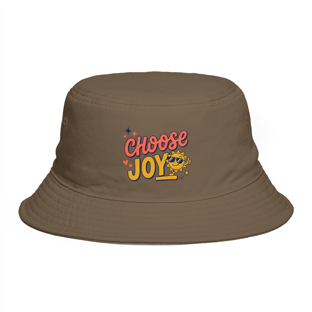 Choose Joy Bucket Hat — Retro Sunflower Graphic, Positive Vibes Summer Hat