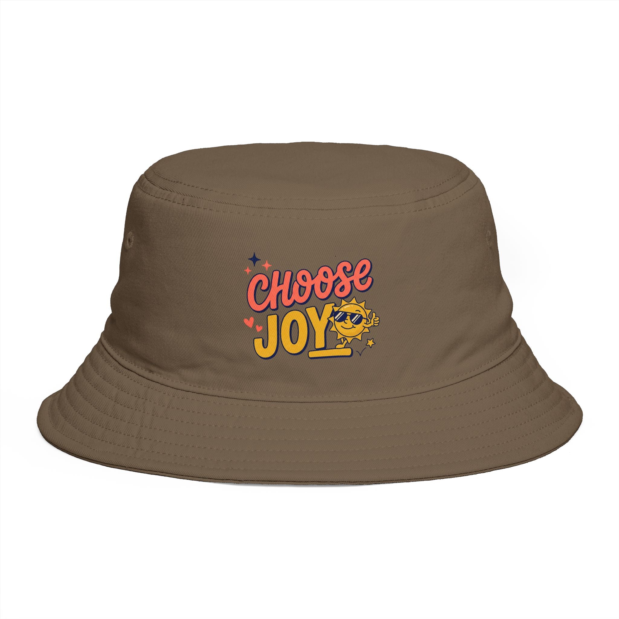 Choose Joy Bucket Hat — Retro Sunflower Graphic, Positive Vibes Summer Hat