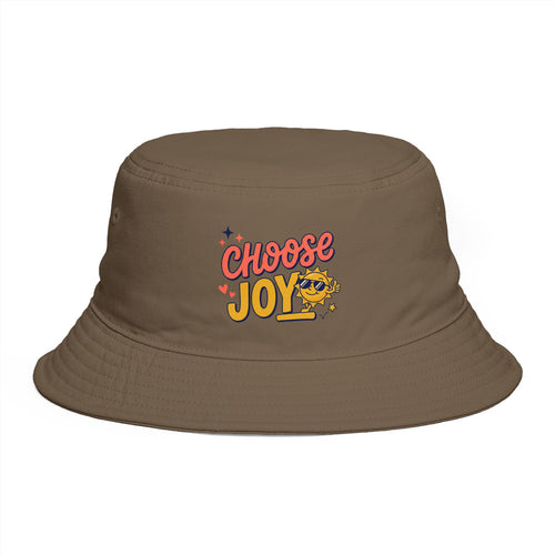 Choose Joy Bucket Hat — Retro Sunflower Graphic, Positive Vibes Summer Hat