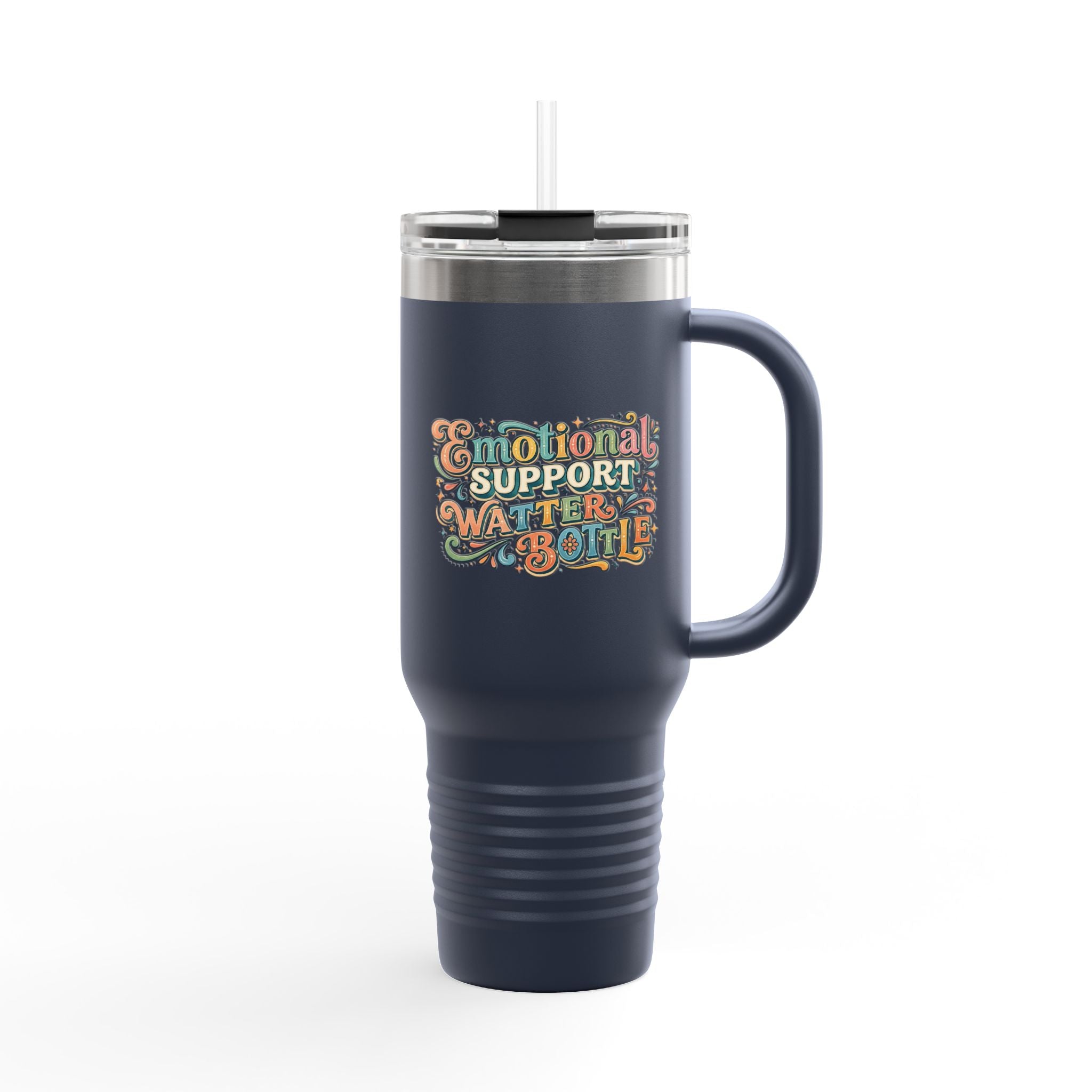 40oz Insulated Travel Mug – Emotional Support Water Bottle Floral Design