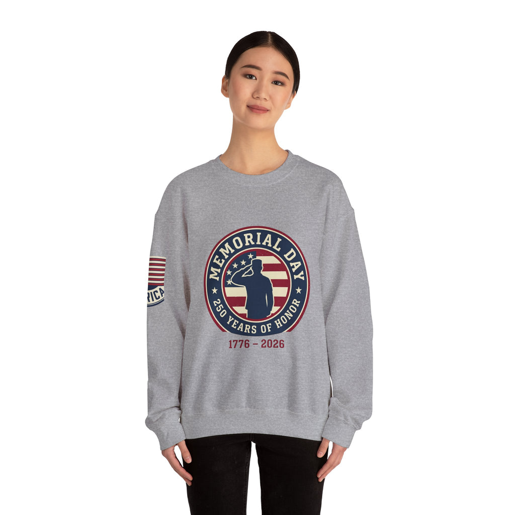 Memorial Day 1776–2026 Crewneck Sweatshirt | USA 250, patriotic vintage