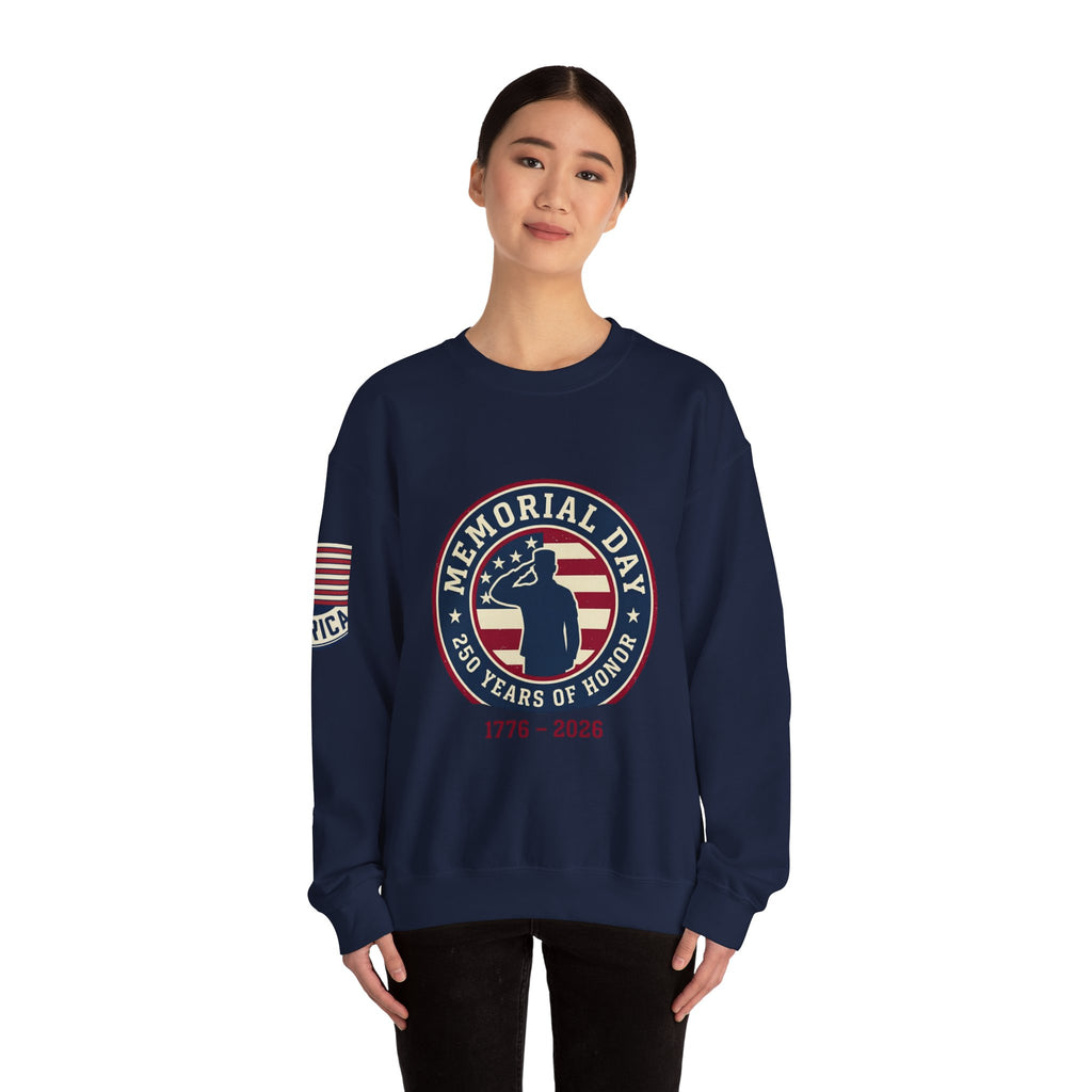 Memorial Day 1776–2026 Crewneck Sweatshirt | USA 250, patriotic vintage