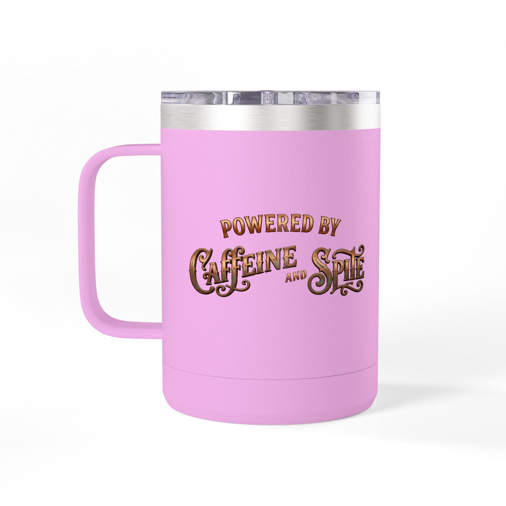 Coffee Tumbler Mug – "Fueled by Caffeine & Chaos" Insulated 15oz Travel Mug