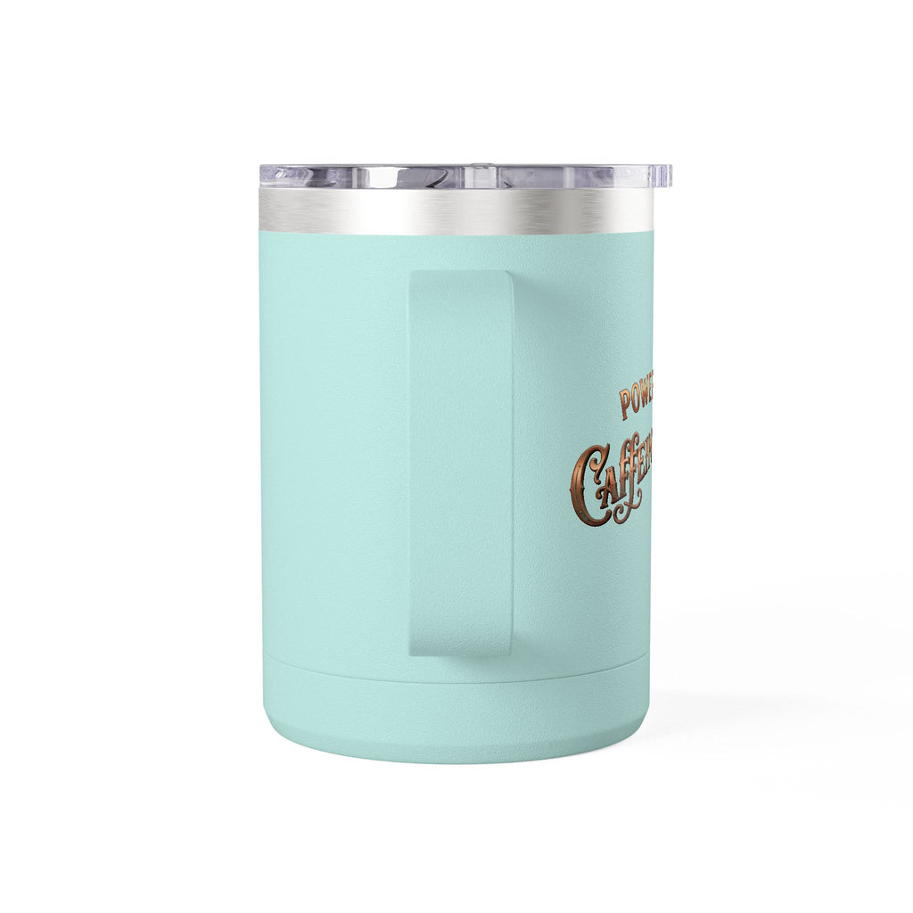 Coffee Tumbler Mug – "Fueled by Caffeine & Chaos" Insulated 15oz Travel Mug