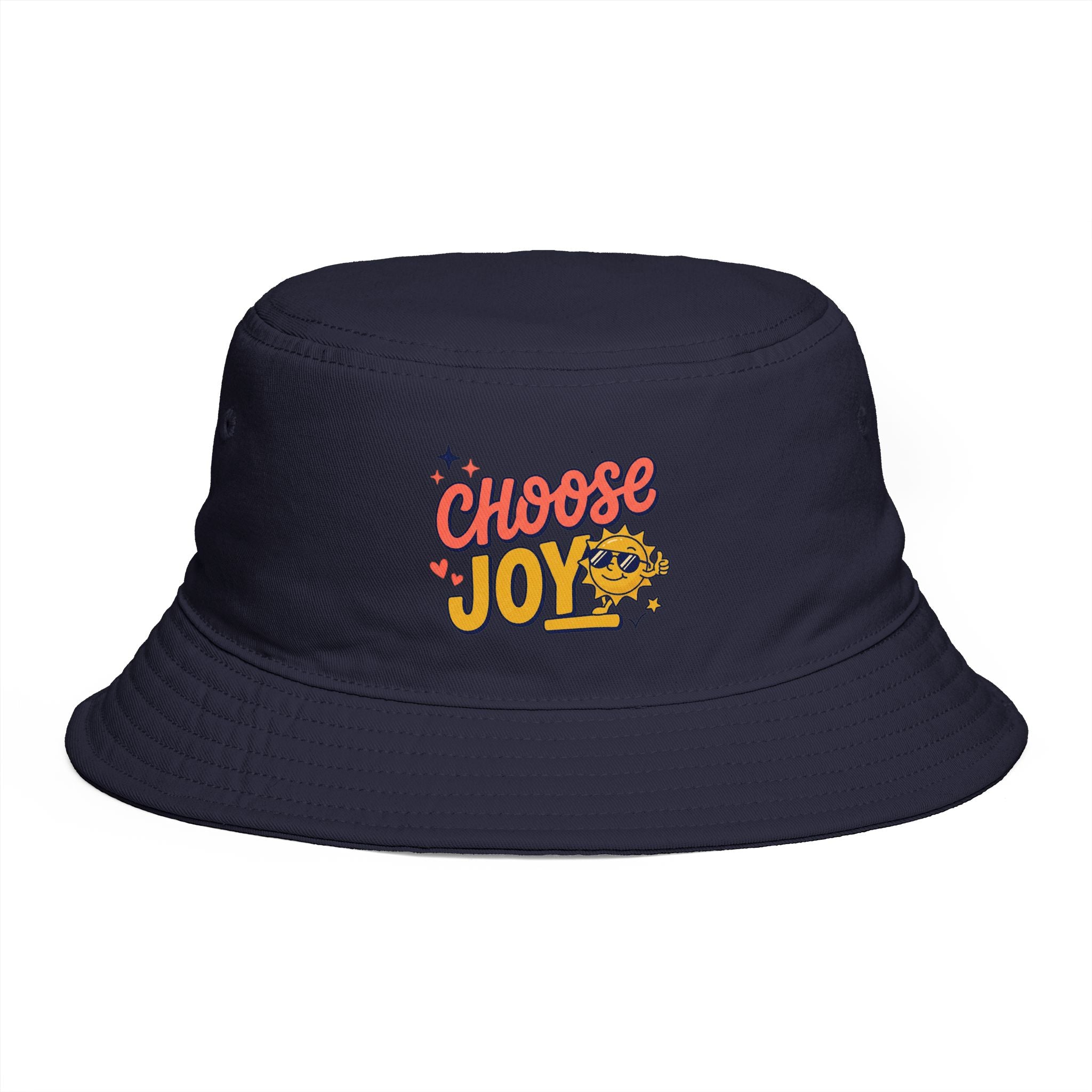 Choose Joy Bucket Hat — Retro Sunflower Graphic, Positive Vibes Summer Hat