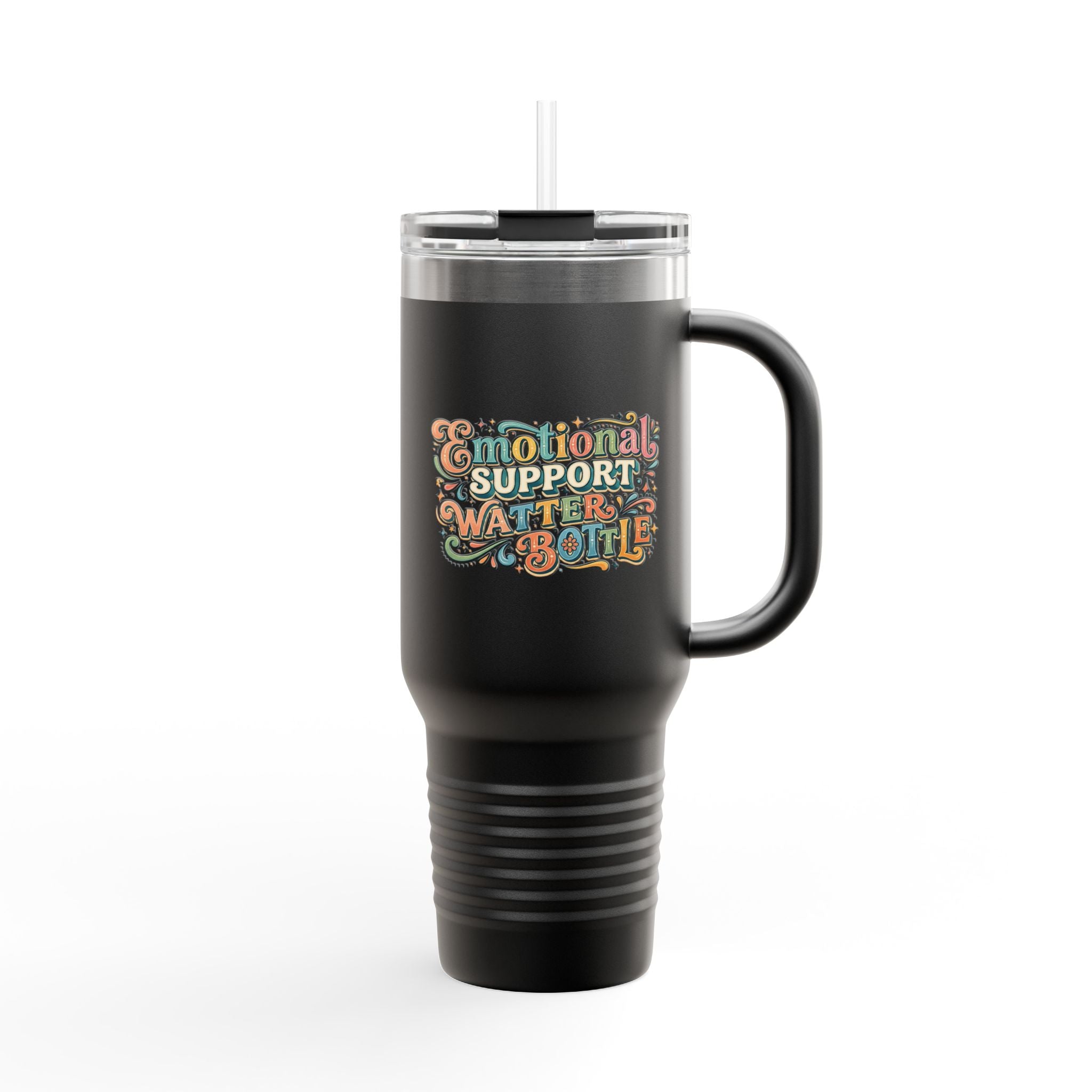 40oz Insulated Travel Mug – Emotional Support Water Bottle Floral Design