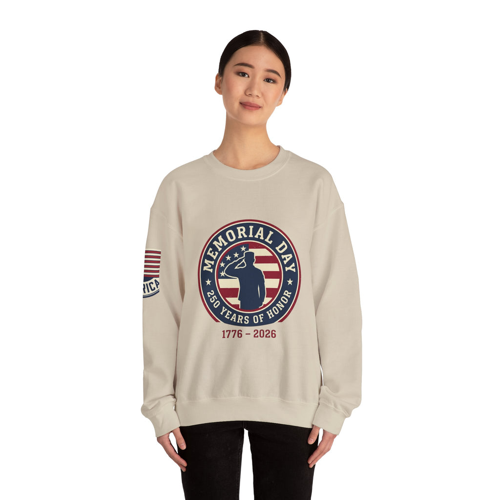 Memorial Day 1776–2026 Crewneck Sweatshirt | USA 250, patriotic vintage