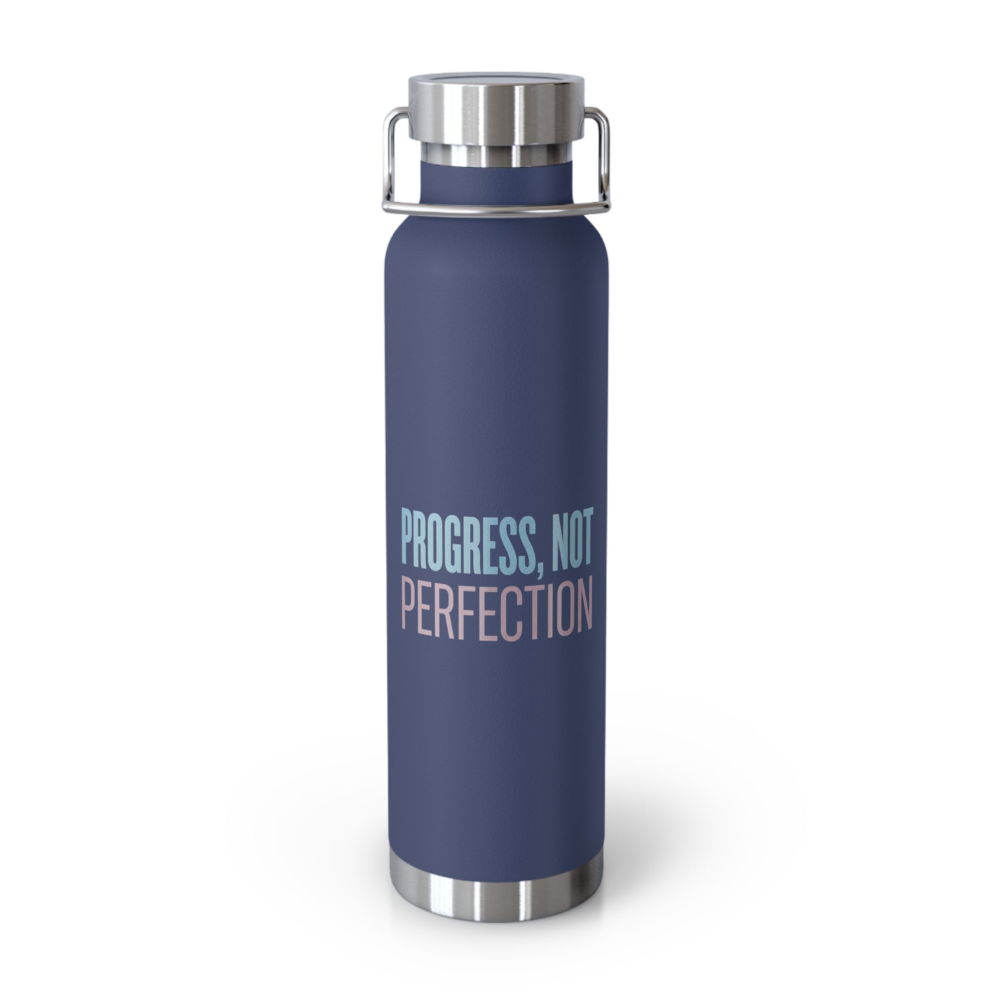 Progress, Not Perfection Copper Insulated Water Bottle — 22oz Motivational Bottle