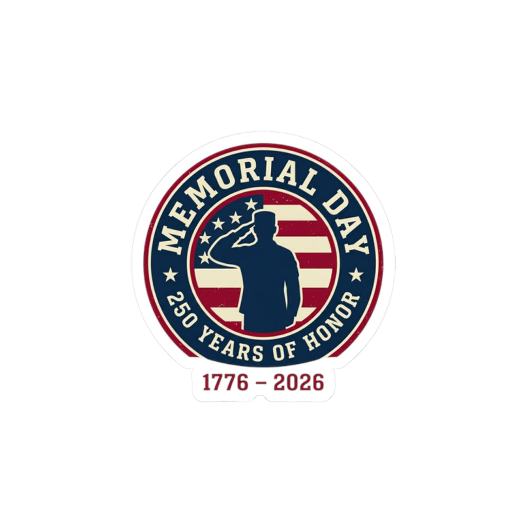 Memorial Day 1776–2026 Sticker | USA 250 Patriotic Vintage, red white and blue