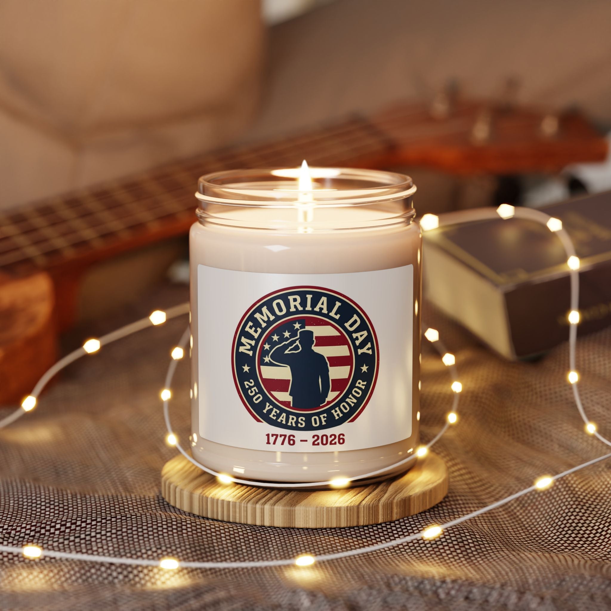 Memorial Day 1776–2026 Soy Candle | USA 250 patriotic vintage, red white blue