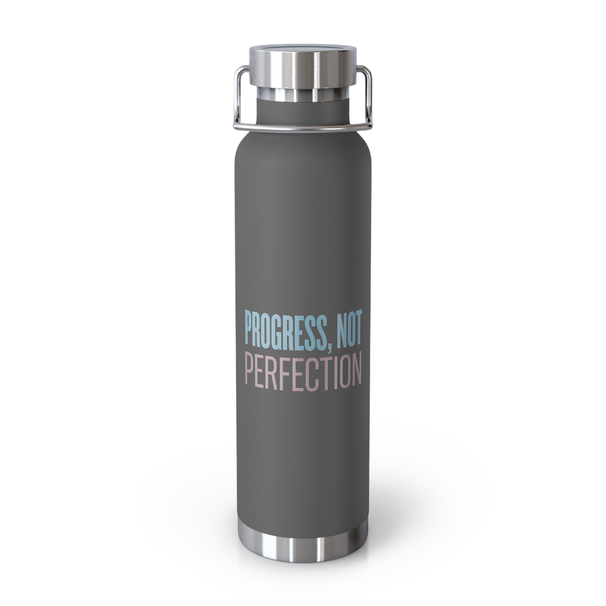 Progress, Not Perfection Copper Insulated Water Bottle — 22oz Motivational Bottle
