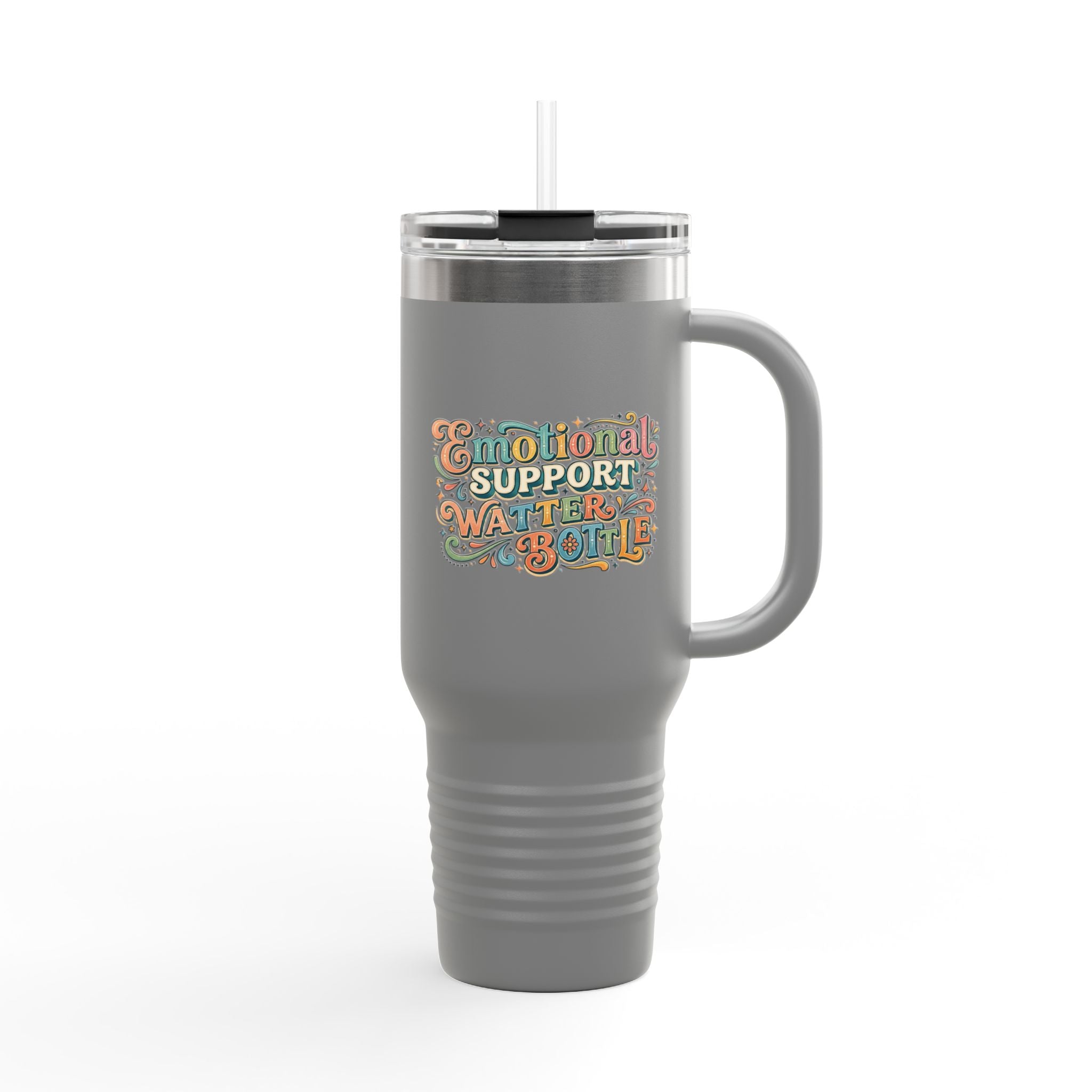 40oz Insulated Travel Mug – Emotional Support Water Bottle Floral Design