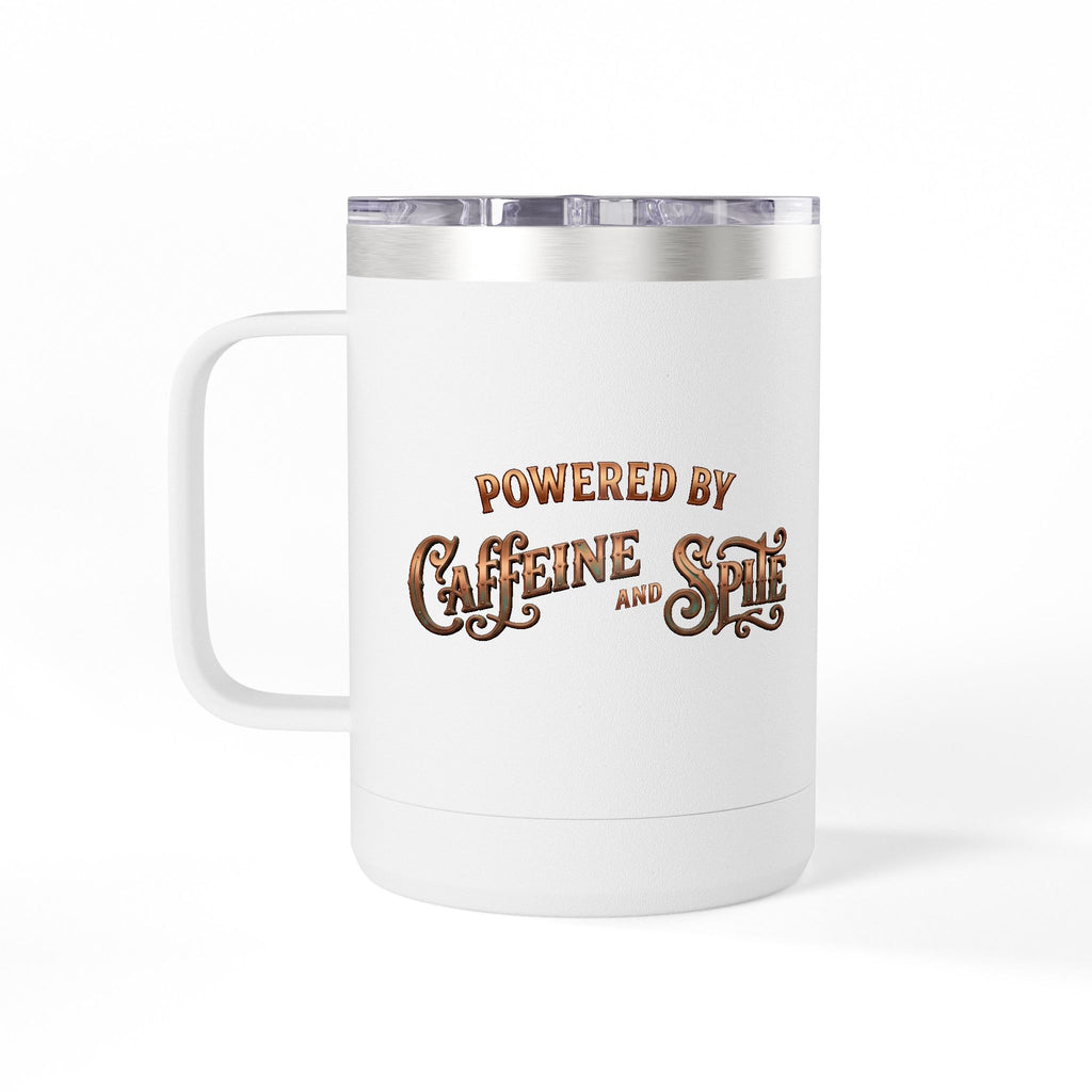 Coffee Tumbler Mug – "Fueled by Caffeine & Chaos" Insulated 15oz Travel Mug